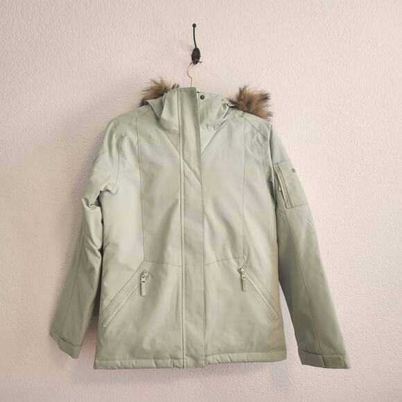 Roxy Girls Size 16/XXL Mint Colored Faux Fur Snow Jacket NWT - Picture 2 of 10